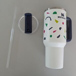 Stanley White Confetti Travel Tumbler with Navy Handle